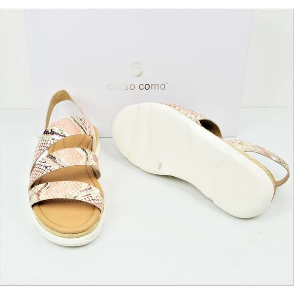 New! Corso Como Women's Snakeskin Embossed Leather Espadrille Sandals - Picture 5 of 7